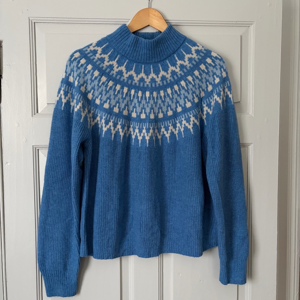J. Crew Fair Isle Sweater in Blue and Cream - Picture 4 of 10